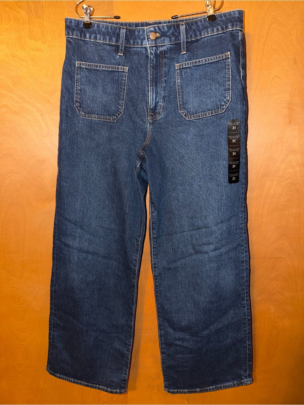 J. Crew Dark Blue Curvy Full-Length Slim Wide-Leg Jeans Size 31 NWT